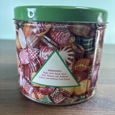 Vintage Peerless Maid Assorted Hard Candies Tin Container Chicago Green Lid - Thumbnail 5