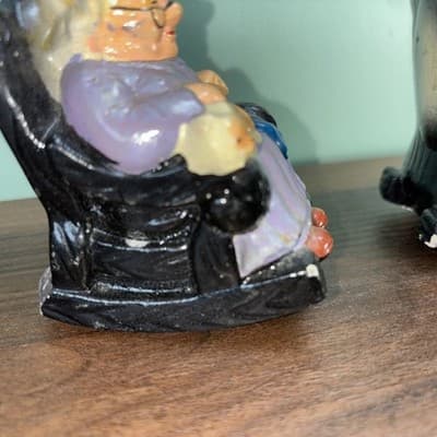 VINTAGE ROCKING GRAMMA & GRAMPA SALT & PEPPER SHAKER SET Cat Dog Knitting Pipe - Thumbnail 6