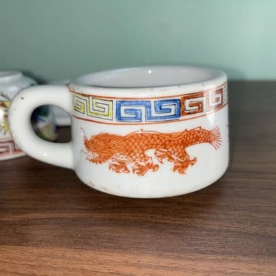 Vintage F.S. Louie Berkeley Oregon Tea Cup Saucer Coffee Mug Dragon Peacock Chip - Thumbnail 12