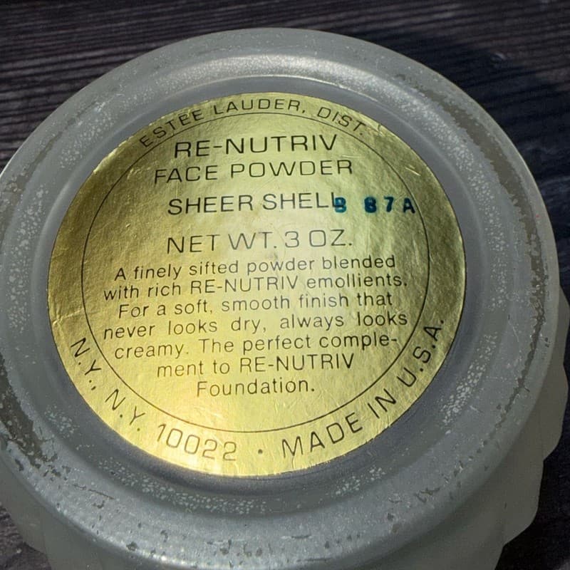 VTG Estée Lauder Re-Nutriv Powder Frosted Glass Jar w/ Gold Tone Embossed Lid - Thumbnail 10