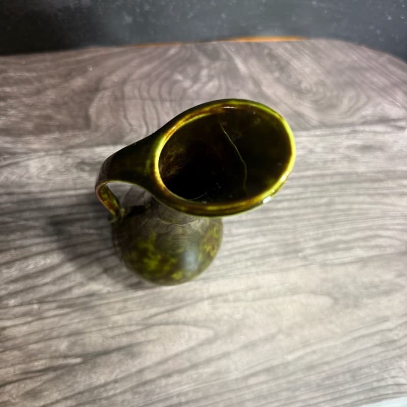 Blue Mountain Pottery Green Drip Glaze Pitcher Bud Vase - Thumbnail 2