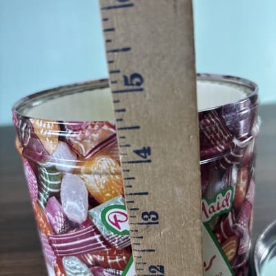 Vintage Peerless Maid Assorted Hard Candies Tin Container Chicago Green Lid - Thumbnail 11