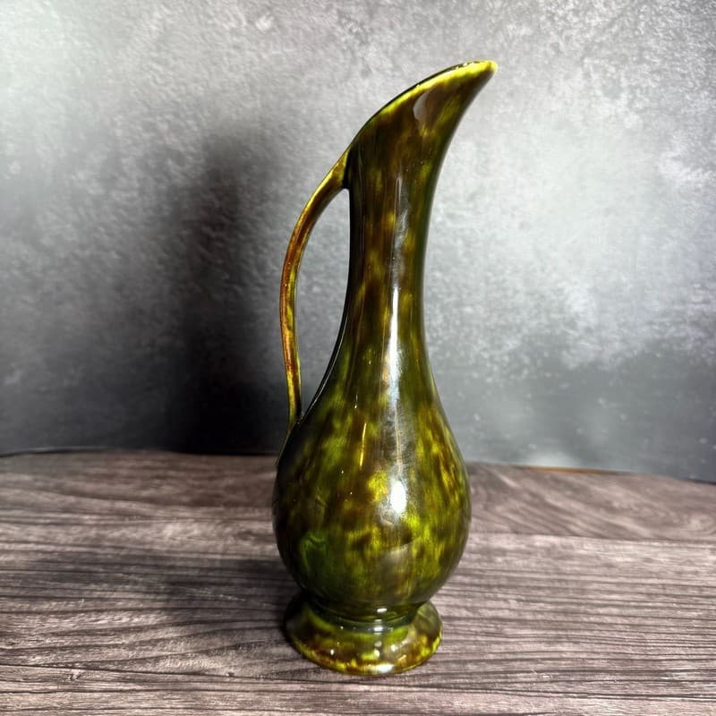 Blue Mountain Pottery Green Drip Glaze Pitcher Bud Vase