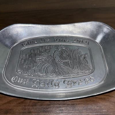Vintage Give Us This Day Our Daily Bread" Serving Tray, Plate - Thumbnail 5