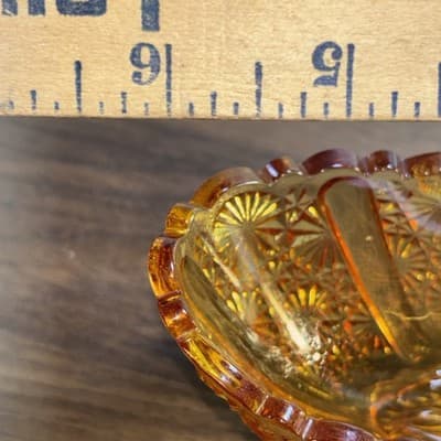 Fenton Amberina Glass Twig Split Handle Basket w/ Button & Daisy Design - Thumbnail 14