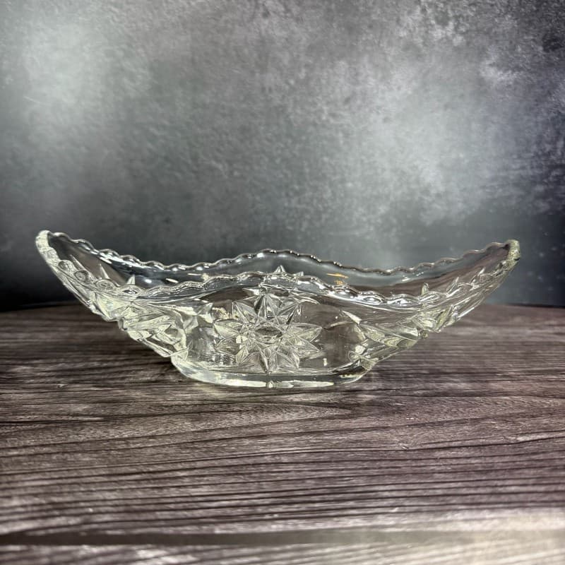 Vintage Anchor Hocking Early American Prescut Star of David Glass Celery Relish