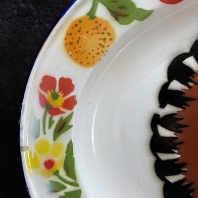 Enamel Turkey Platter Oval Plate Thanksgiving Decor Farmhouse Bright Colors VTG - Thumbnail 3