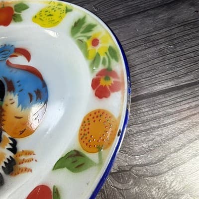Enamel Turkey Platter Oval Plate Thanksgiving Decor Farmhouse Bright Colors VTG - Thumbnail 16