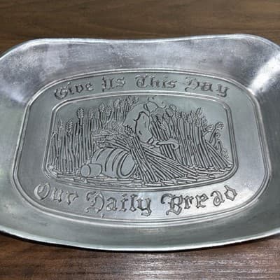 Vintage Give Us This Day Our Daily Bread" Serving Tray, Plate - Thumbnail 2
