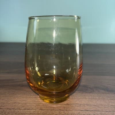 Vintage Replacement Libbey Tempo Amber Roly Poly Drink Juice Glasses MCM Single - Thumbnail 3