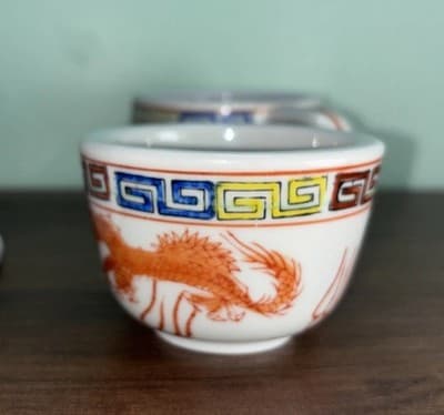Vintage F.S. Louie Berkeley Oregon Tea Cup Saucer Coffee Mug Dragon Peacock Chip - Thumbnail 17