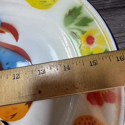 Enamel Turkey Platter Oval Plate Thanksgiving Decor Farmhouse Bright Colors VTG - Thumbnail 18