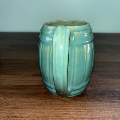 VTG 1920's MCCOY Set Of 4 Blue Green Stoneware Barrel Mugs Tankard Set Coffee - Thumbnail 18