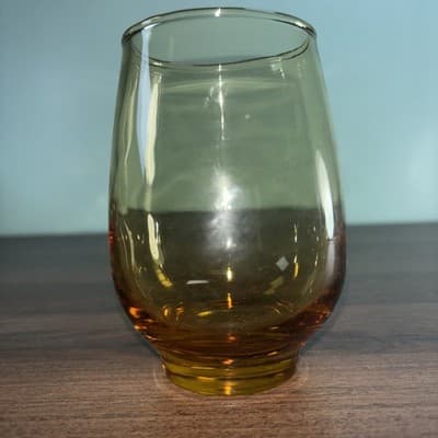 Vintage Replacement Libbey Tempo Amber Roly Poly Drink Juice Glasses MCM Single - Thumbnail 2