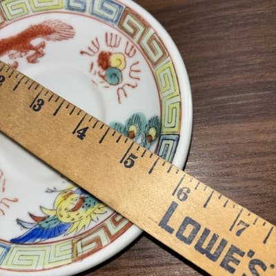 Vintage F.S. Louie Berkeley Oregon Tea Cup Saucer Coffee Mug Dragon Peacock Chip - Thumbnail 19