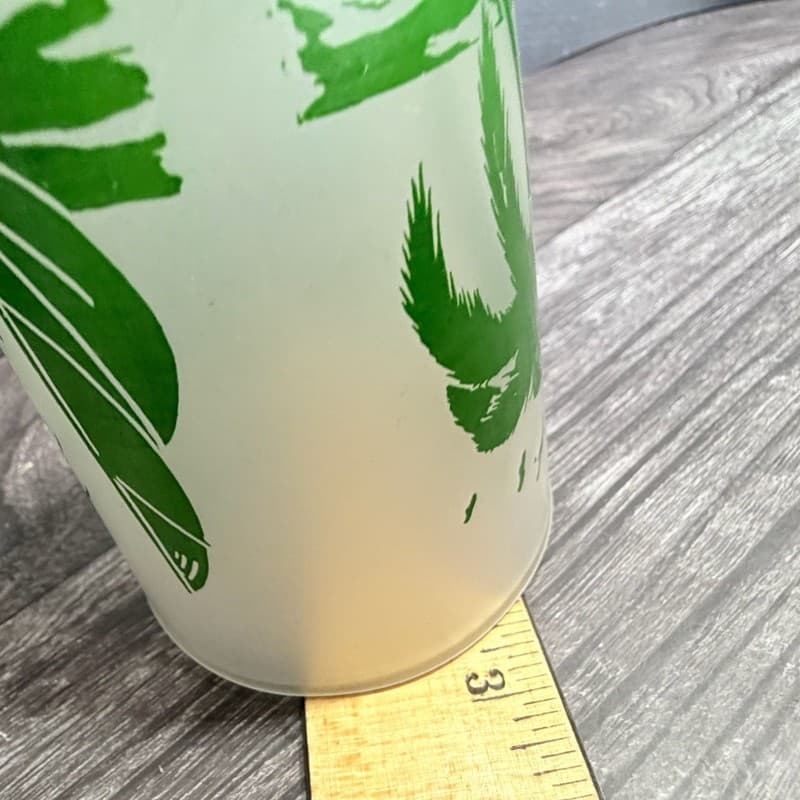 Vintage Federal Glass Frosted Green Palm Tree & Sailboat Highball Tumbler - Thumbnail 10
