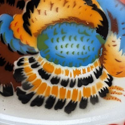 Enamel Turkey Platter Oval Plate Thanksgiving Decor Farmhouse Bright Colors VTG - Thumbnail 8