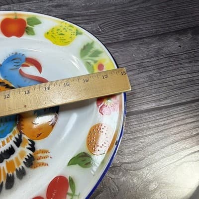 Enamel Turkey Platter Oval Plate Thanksgiving Decor Farmhouse Bright Colors VTG - Thumbnail 15