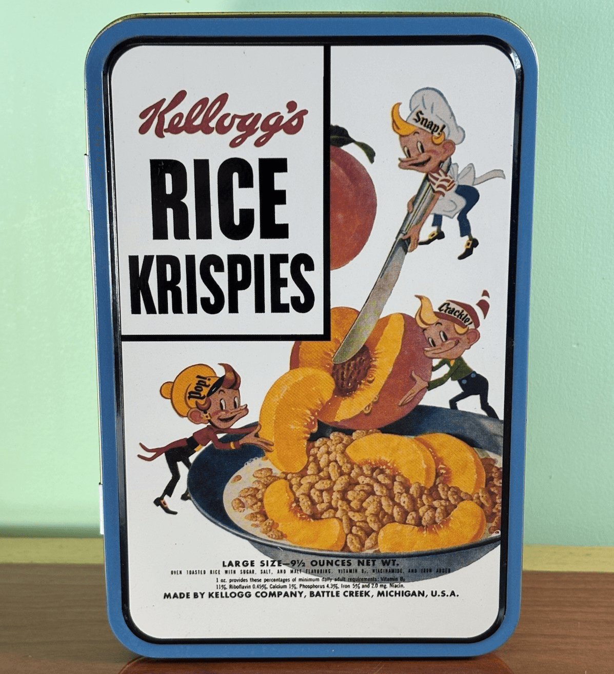 Rice Krispies Figures Kellogg's Tin with 3 Ornaments Snap Crackle Pop NOS