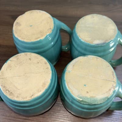 VTG 1920's MCCOY Set Of 4 Blue Green Stoneware Barrel Mugs Tankard Set Coffee - Thumbnail 22