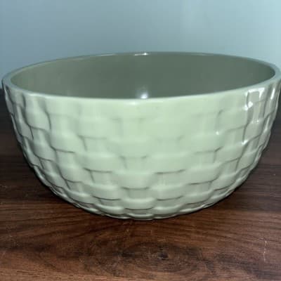 8 Inch Kiruna Stoneware Bowl Basket Weave Design Teal Blue Made In Germany New - Thumbnail 6