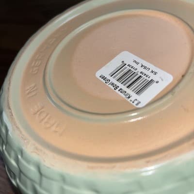 8 Inch Kiruna Stoneware Bowl Basket Weave Design Teal Blue Made In Germany New - Thumbnail 8