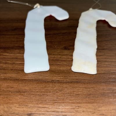 2 Christmas Stocking Candy Canes 5.75” Fused Art Glass Holiday Hanging Ornamen - Thumbnail 10