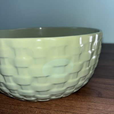 8 Inch Kiruna Stoneware Bowl Basket Weave Design Teal Blue Made In Germany New - Thumbnail 3