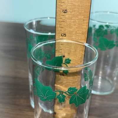 (6) VTG Federal Glass Southern Ivy Leaf Tumbler Glasses Country Kitchen Table - Thumbnail 9