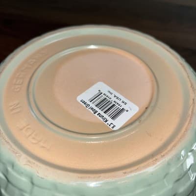 8 Inch Kiruna Stoneware Bowl Basket Weave Design Teal Blue Made In Germany New - Thumbnail 7