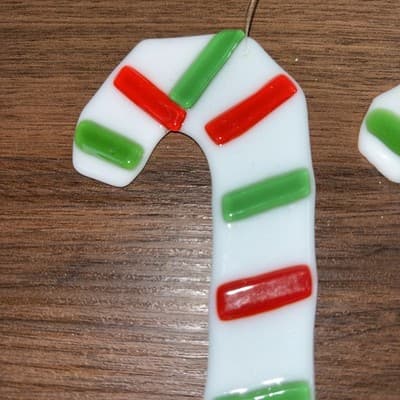 2 Christmas Stocking Candy Canes 5.75” Fused Art Glass Holiday Hanging Ornamen - Thumbnail 7