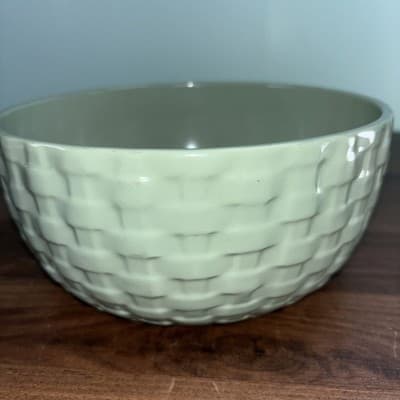 8 Inch Kiruna Stoneware Bowl Basket Weave Design Teal Blue Made In Germany New - Thumbnail 5