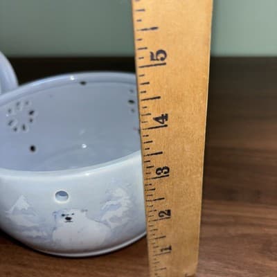 Pfaltzgraff Winter Frost Polar Bear Ball Pierced Incense Tea Light Candle Holder - Thumbnail 11