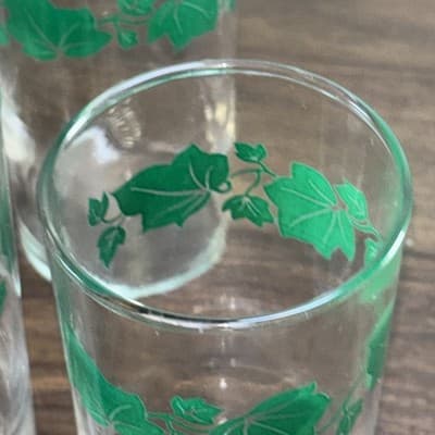 (6) VTG Federal Glass Southern Ivy Leaf Tumbler Glasses Country Kitchen Table - Thumbnail 6