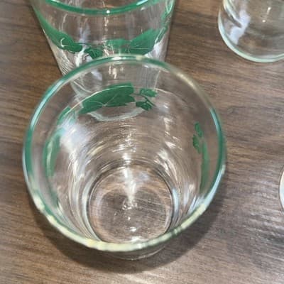 (6) VTG Federal Glass Southern Ivy Leaf Tumbler Glasses Country Kitchen Table - Thumbnail 8
