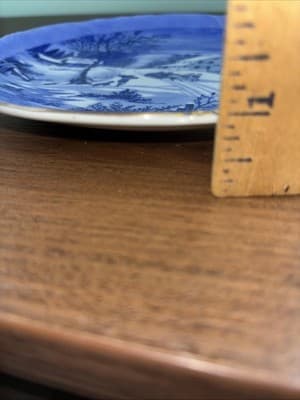 Vintage The Homestead in Winter Currier & Ives, Blue White Plate 8" Japan - Thumbnail 12