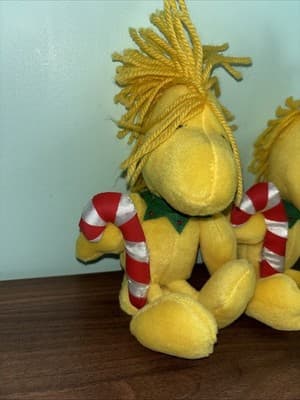 Set Of 2 Hallmark Peanuts Woodstock Christmas Plush 8-inch With Candy Canes NOS - Thumbnail 2