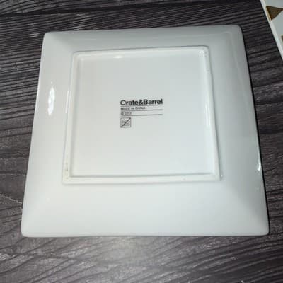 Set of 4 2012 Crate & Barrel Silver Gold Snowflake Square Appetizer Plates - Thumbnail 3