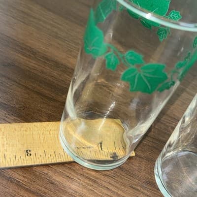 (6) VTG Federal Glass Southern Ivy Leaf Tumbler Glasses Country Kitchen Table - Thumbnail 10