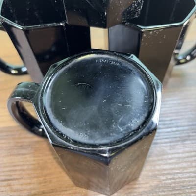 Arcoroc Octime Black Glass Octagon Set Of 4 Glasses Coffee Mugs France Vintage - Thumbnail 7