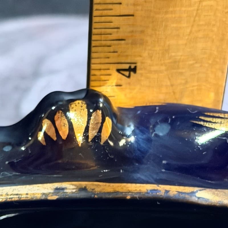 MICA Italy Cobalt Blue Gilt Floral Footed Trinket Box 1498 - Thumbnail 14