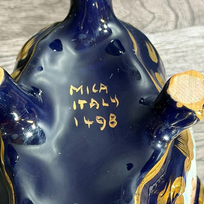 MICA Italy Cobalt Blue Gilt Floral Footed Trinket Box 1498 - Thumbnail 9