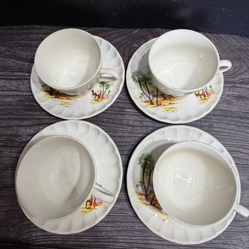 W.S. George Bolera Desert Camel Tea Cups and Saucers Set of 8 - Thumbnail 4