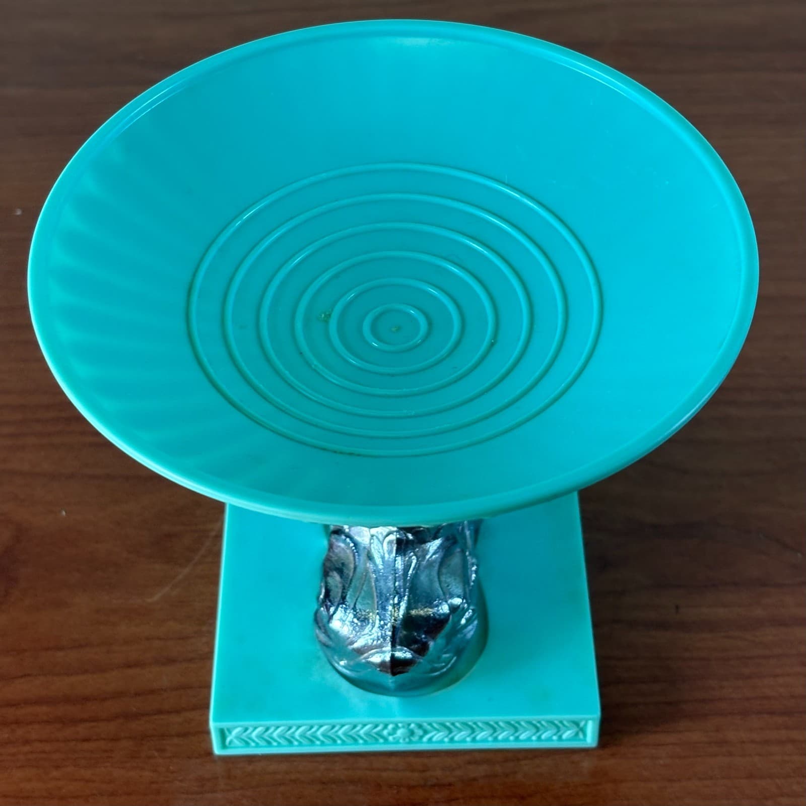 Avon Vintage Soap Dish Turquoise Plastic and Silver Metal Koi Fish Blue MCM VTG - Thumbnail 7