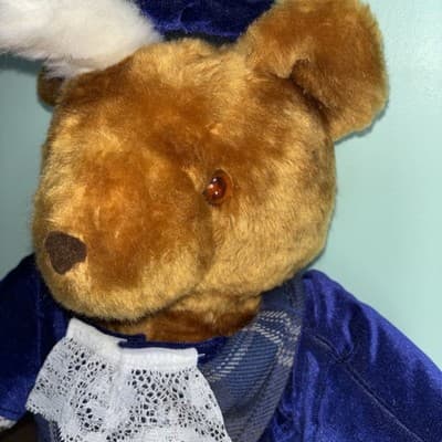 VTG Thistle Products Scottish Teddy Bear Made in Scotland 17" W/ Tag Blue Plaid - Thumbnail 3