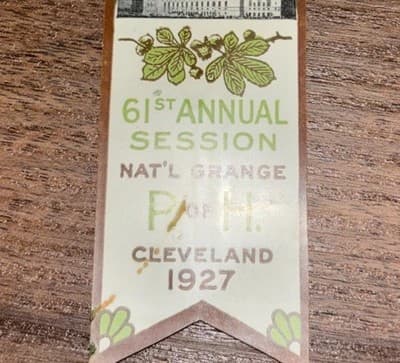 1927 61st Annual Session NAT'L Grange P OF H Cleveland OH Pinback/Button/Ribbon - Thumbnail 3