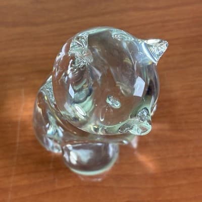 Vintage Art Glass Cat Figurine Paperweight Princess House Lead Crystal - Thumbnail 6