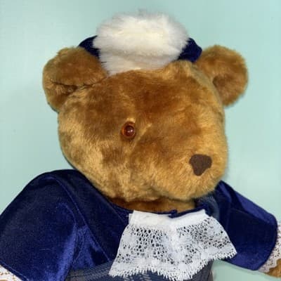 VTG Thistle Products Scottish Teddy Bear Made in Scotland 17" W/ Tag Blue Plaid - Thumbnail 2