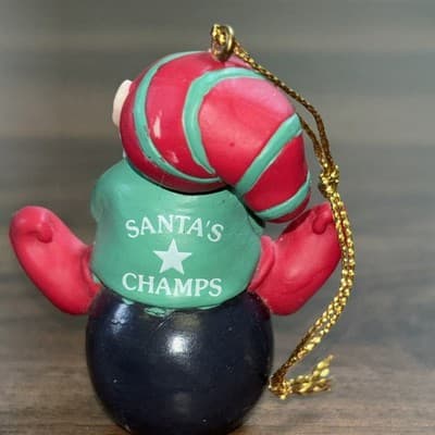 Vintage Bowling Ball Christmas Ornament "Elves Days Off" Santa's Champs - Thumbnail 4