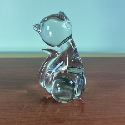 Vintage Art Glass Cat Figurine Paperweight Princess House Lead Crystal - Thumbnail 4